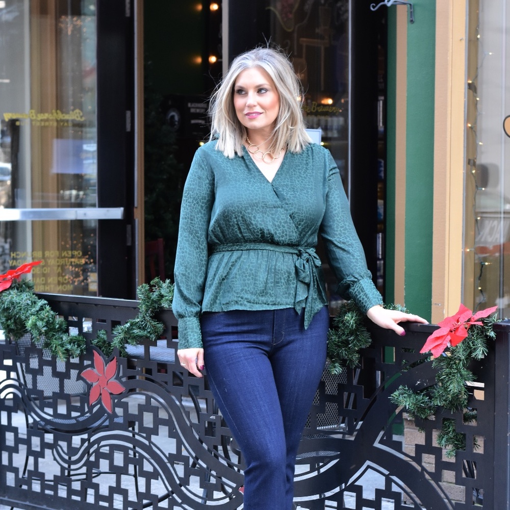 Green Leopard Tie Top